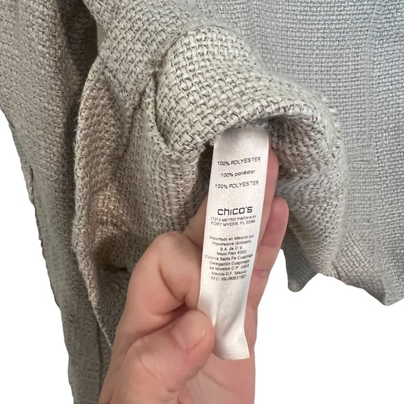 Chicos Tan Zipper Pocket Blazer size 1 Workwear Chic - Picture 8 of 10